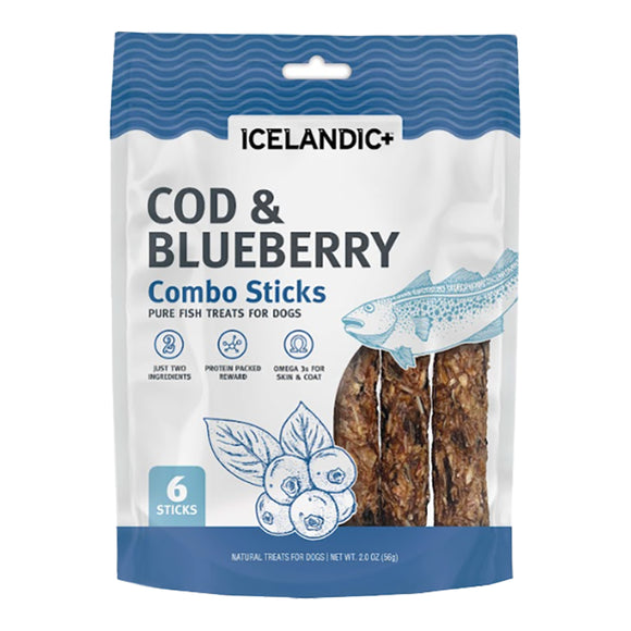 Icelandic Dog Cod & Blueberry Combo Sticks 2oz