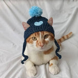 Knit Pom Cat Hat with Heart