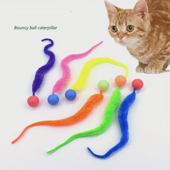 Bouncy Ball Magic Worm Cat Toy with Tail