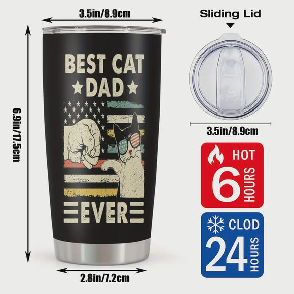 Best Cat Dad Ever Black Fist Bump Tumbler