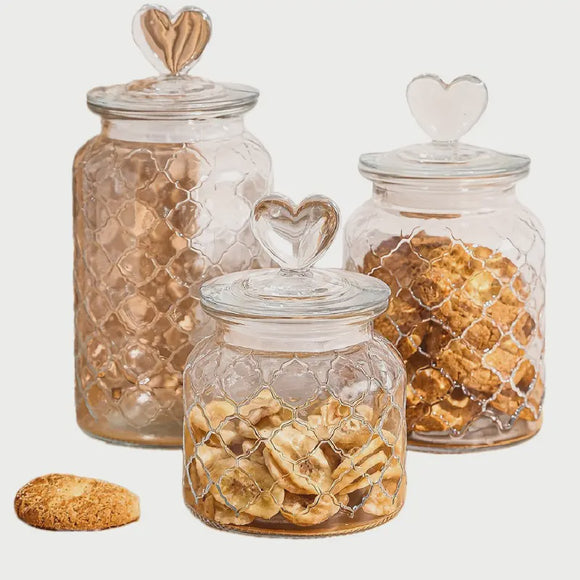 Glass Treat Jar with Heart Lid