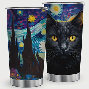 Starry Night Black Cat Tumbler