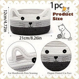 Cat Face Grey Cotton Storage Basket