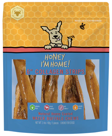 Honey Buffalo Collagen Strips 6in 5pk