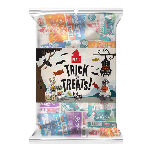 Plato Dog Treats Halloween 16ct  Variety Pack