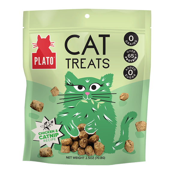 Plato Cat GF Air-Dried Treats Chicken Catnip 2.5oz