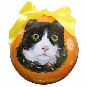 Black & White Cat Christmas Ball Ornament