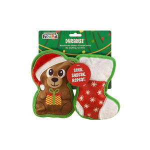 Outward Hound Durablez Bear & Stocking Dog Toy 2pk