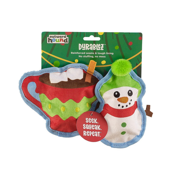 Outward Hound Durablez Cocoa Snowman Dog Toy 2pk