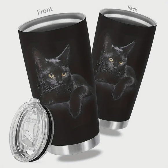 Black Cat on Black Tumbler 20oz