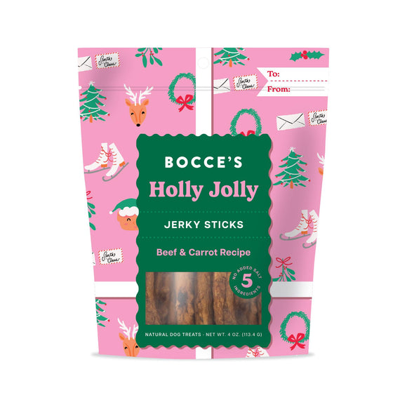 Bocces Dog Jerky Holly Jolly Stick 4oz