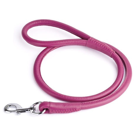 Dogline Soft Round Leather Leash Pink