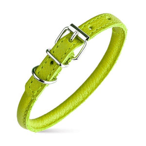 Dogline Soft Round Leather Collar Green