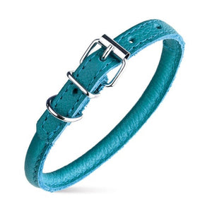 Dogline Soft Round Leather Collar Teal