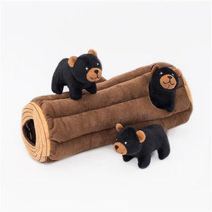 Zippy Paws Burrow Black Bear Log