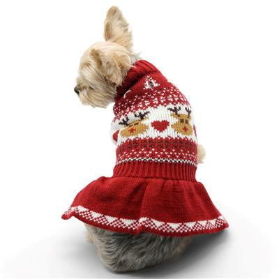 DOGO Reindeer Fair Isle Dress Red