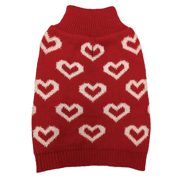 Fashion Pet Allover Red Hearts Sweater