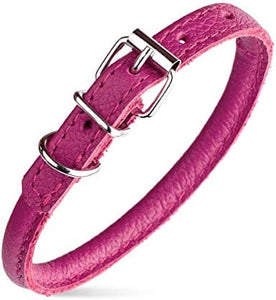 Dogline Soft Round Leather Collar Pink