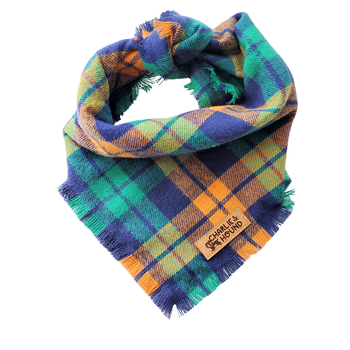 Green Orange Blue Flannel Tie On Bandana