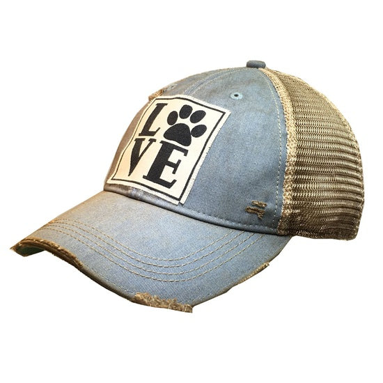 Vintage Life Distressed Trucker Cap Love Paw