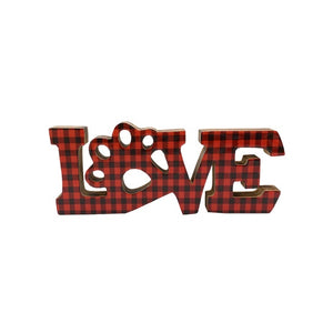 Mela Artisans Love With Paw Red Black Buffalo Check