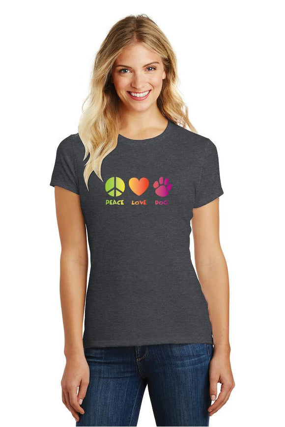 Dog Speak Tee Shirt Peace Love Dog Charcoal