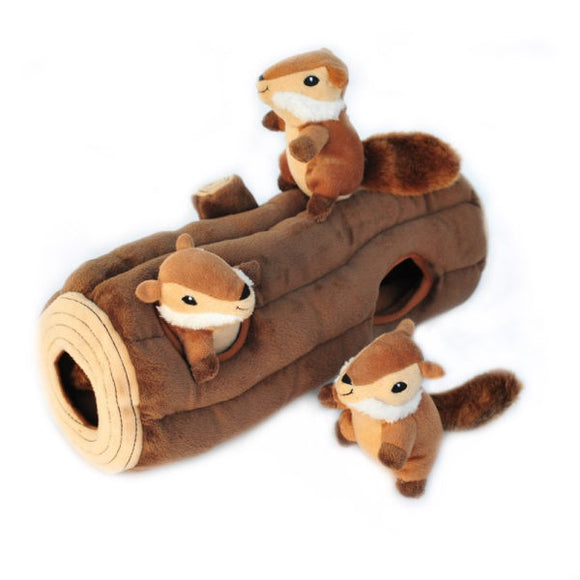 Zippy Paws Burrow Log w/3 Chipmunks