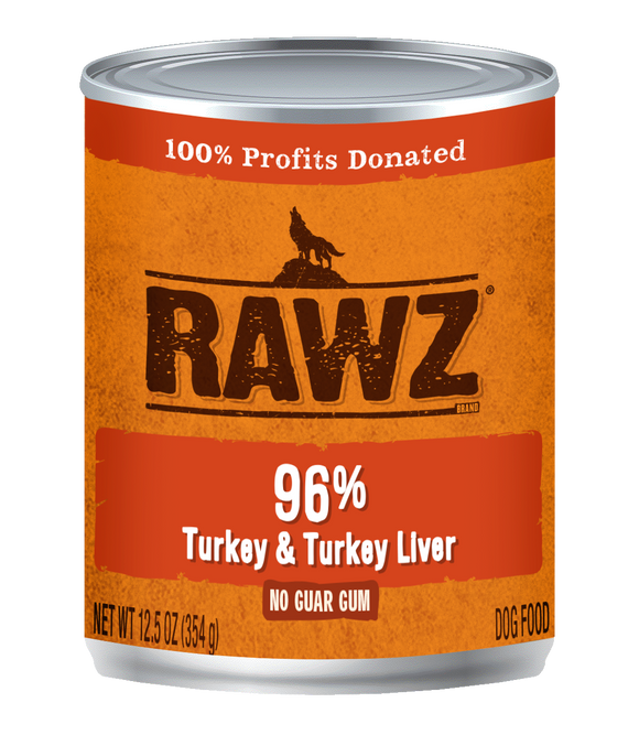 Rawz K9 Cans 96% Turkey & Liver 12.5oz