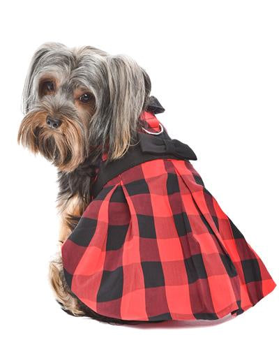 Parisian Pet Buffalo Checkered Taffeta Dress Red