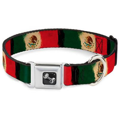 Buckle Down Collar Bone Mexico Flag Distressed Small