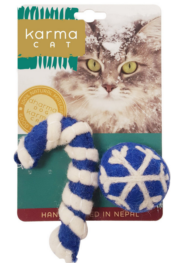 DDKC Blue Candy Cane Cat Toy 2pk