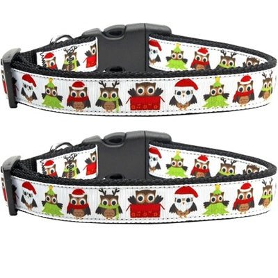 Mirage Santa Owls Ribbon Dog Collar