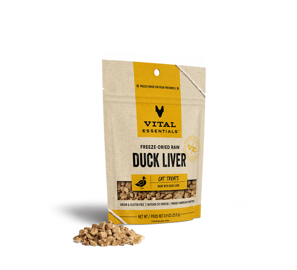 Vital Essentials Cat Freeze Dried Treat Duck Liver .9oz