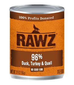 Rawz K9 Cans 96% Duck Turkey & Quail 12.5oz