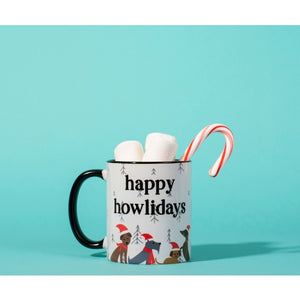 The Dapper Paw Happy Howlidays Mug 11oz Blk Handle