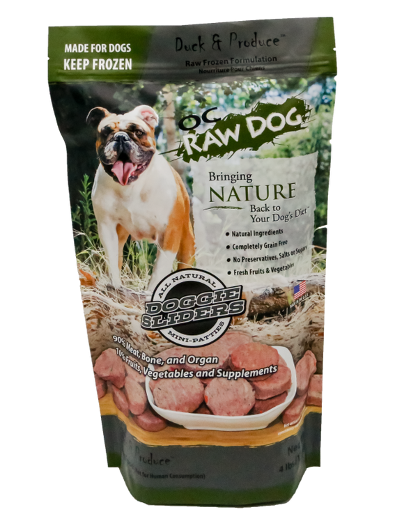 OC Raw Dog Duck Produce Sliders 4lb