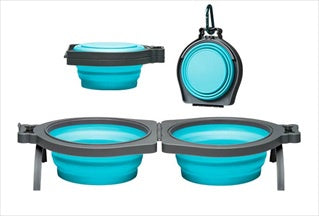 Loving Pet Bella Roma Double Travel Bowl Blue